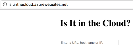 isitinthecloud.azurewebsites.net home page