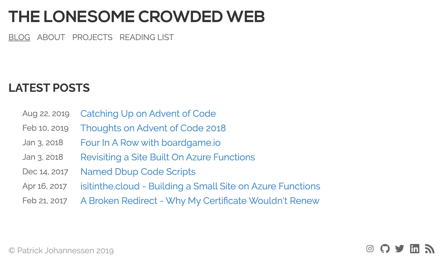 The Lonesome Crowded Web homepage