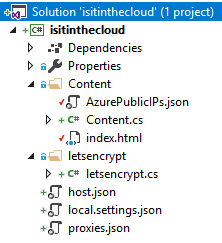 isitinthecloud Visual Studio solution